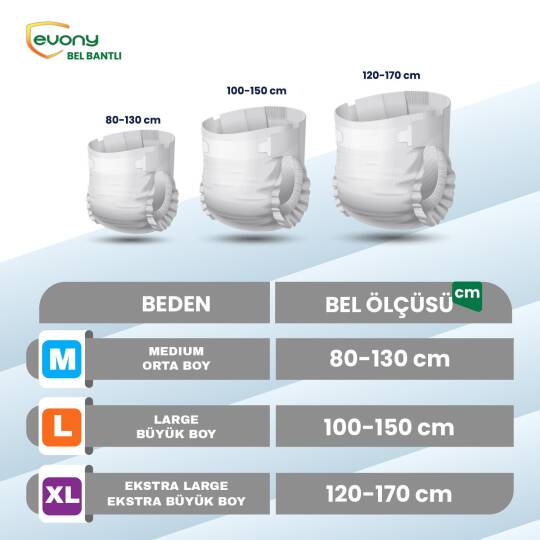 Evony Belbantlı Hasta Bezi M-Medium Beden 120 Adet - 2