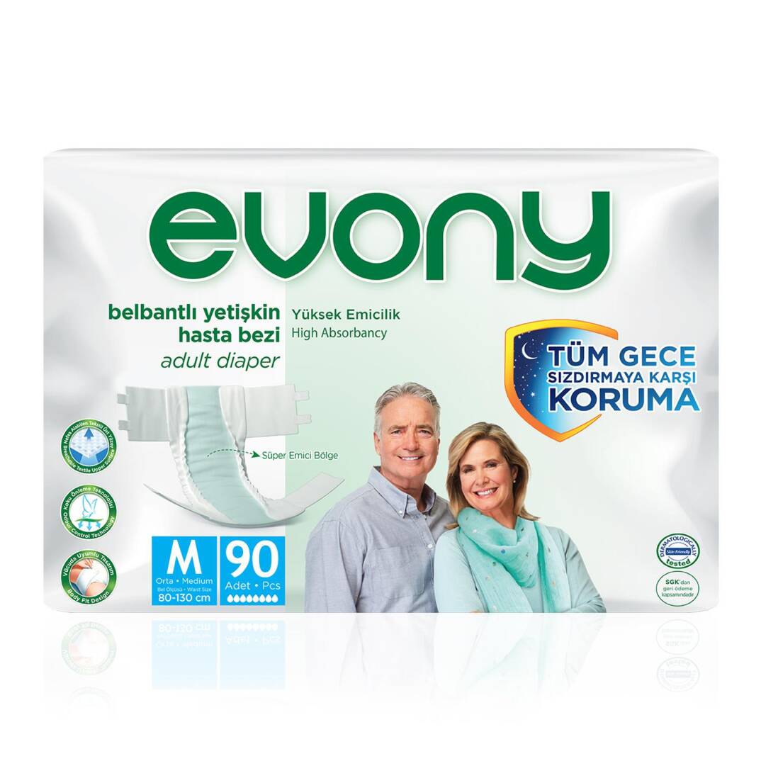 Evony Belbantlı Hasta Bezi M-Medium Beden 90 Adet - 1