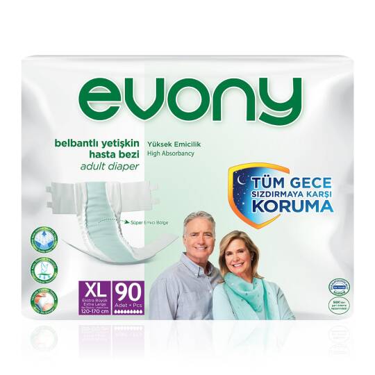 Evony Belbantlı Hasta Bezi XL-Extra Large Beden 90 Adet