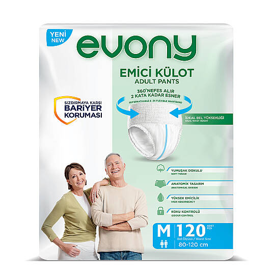 Evony Emici Külot M-Medium Beden 120 Adet