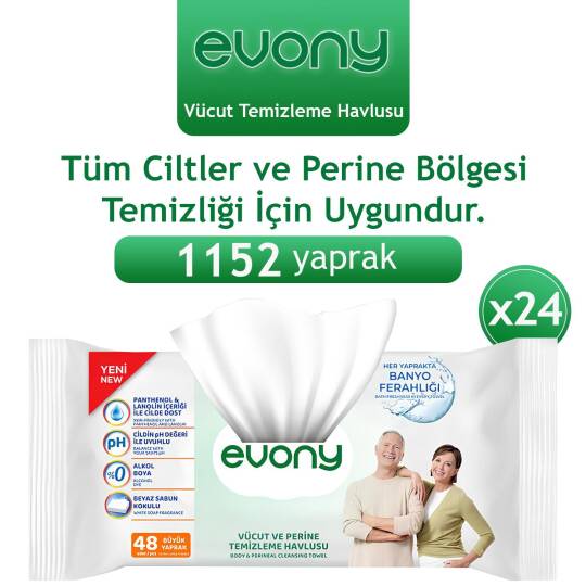 Evony Perine ve Vücut Temizleme Havlusu 1152 Adet