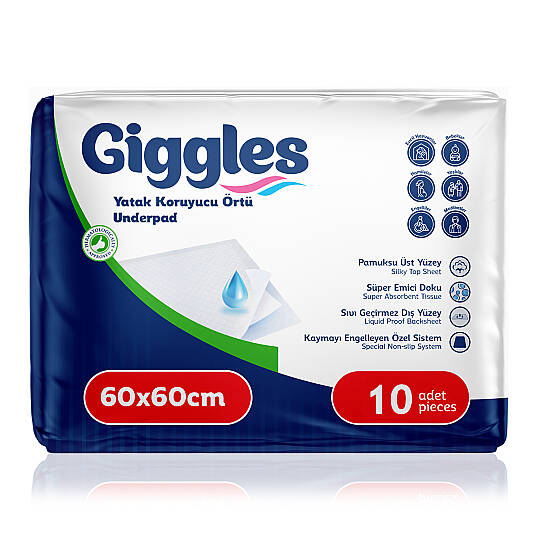 Giggles Bebek Bakım Örtüsü 60x60 Cm 10 Adet