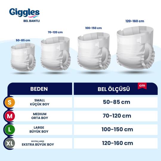 Giggles Belbantlı Hasta Bezi M-Medium Beden 30 Adet - 2