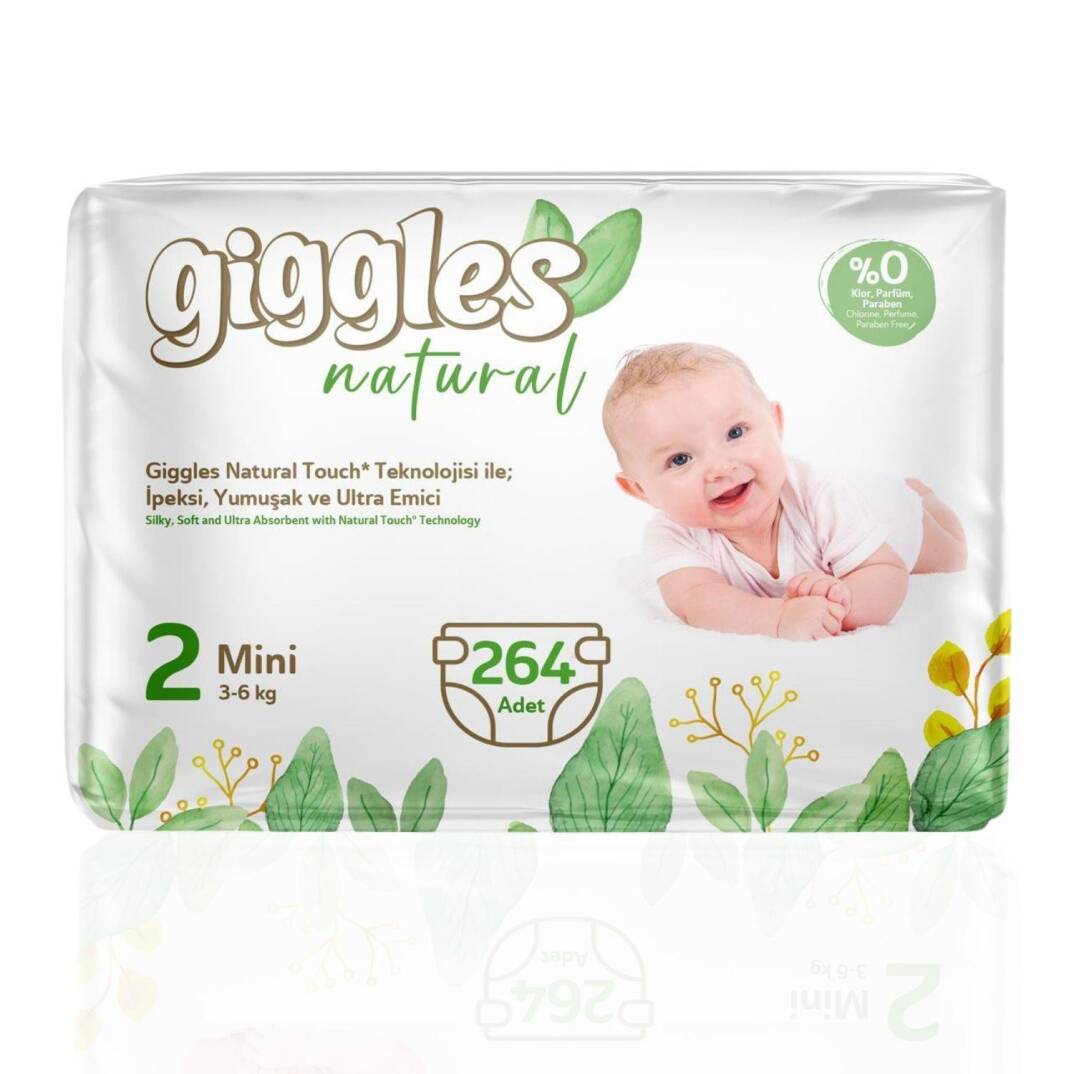Giggles Natural 2 Numara Mini Pamuklu Bebek Bezi 264 Adet - 1