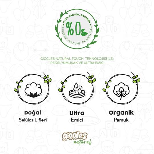 Giggles Natural 5 Numara Junior Pamuklu Bebek Bezi Tanışma Paketi - 42 Adet - 3