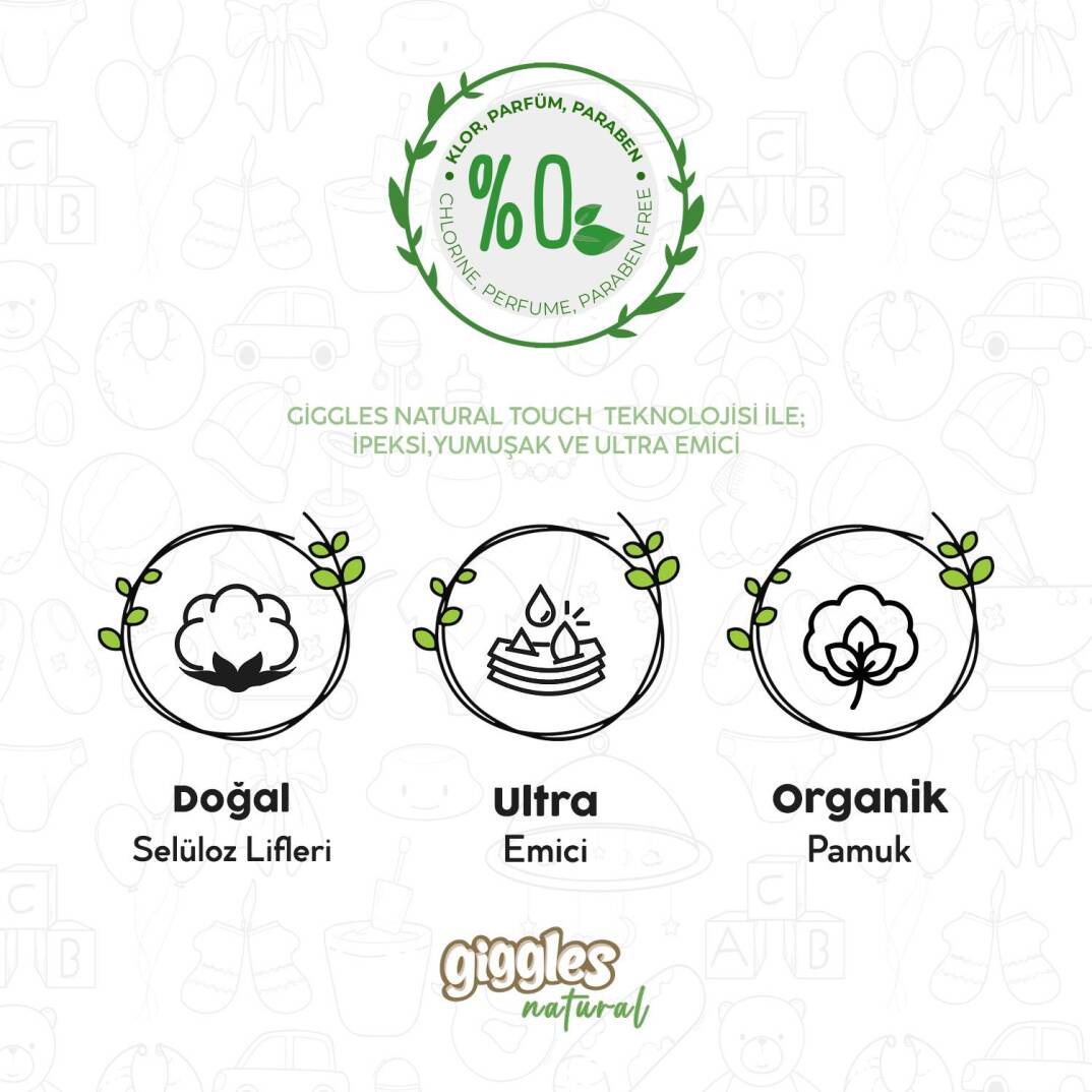 Giggles Natural 6 Numara Junior Pamuklu Bebek Bezi Süper Fırsat Paketi - 136 Adet - 3