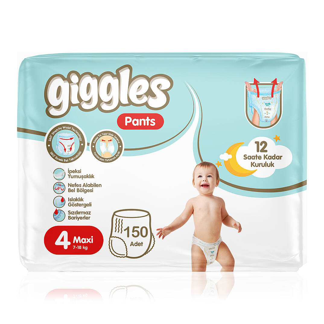 Giggles Pants Külotlu Bebek Bezi 4 Numara Maxi Süper Fırsat Paketi - 150 Adet - 1