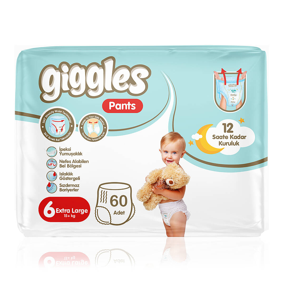 Giggles Pants Külotlu Bebek Bezi 6 Numara Extra Large Aylık Paket - 60 Adet - 1
