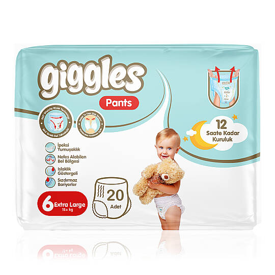 Giggles Pants Külotlu Bebek Bezi 6 Numara Extra Large Tanışma Paketi - 20 Adet