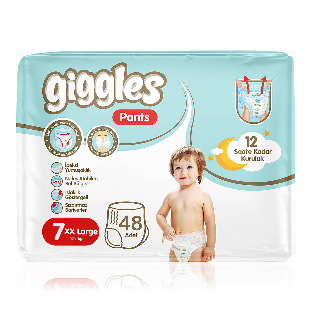 Giggles Pants Külotlu Bebek Bezi 7 Numara XX Extra Large Aylık Paket - 48 Adet - 1