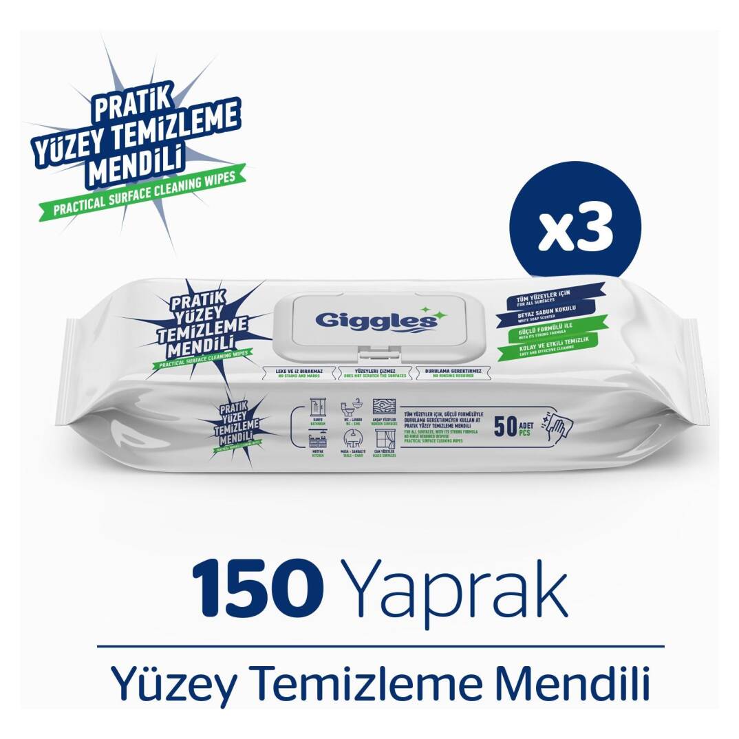 Giggles Pratik Yüzey Temizleme Havlusu 150 Adet - 1