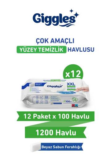 Giggles Xxl İz Bırakmayan Yüzey Temizlik Havlusu Beyaz Sabun Ferahlığı 1200 Yaprak