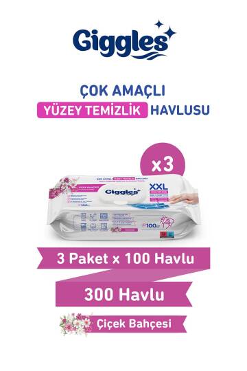 Giggles XXL İz Bırakmayan Yüzey Temizlik Havlusu Çiçek Bahçesi 300 Yaprak
