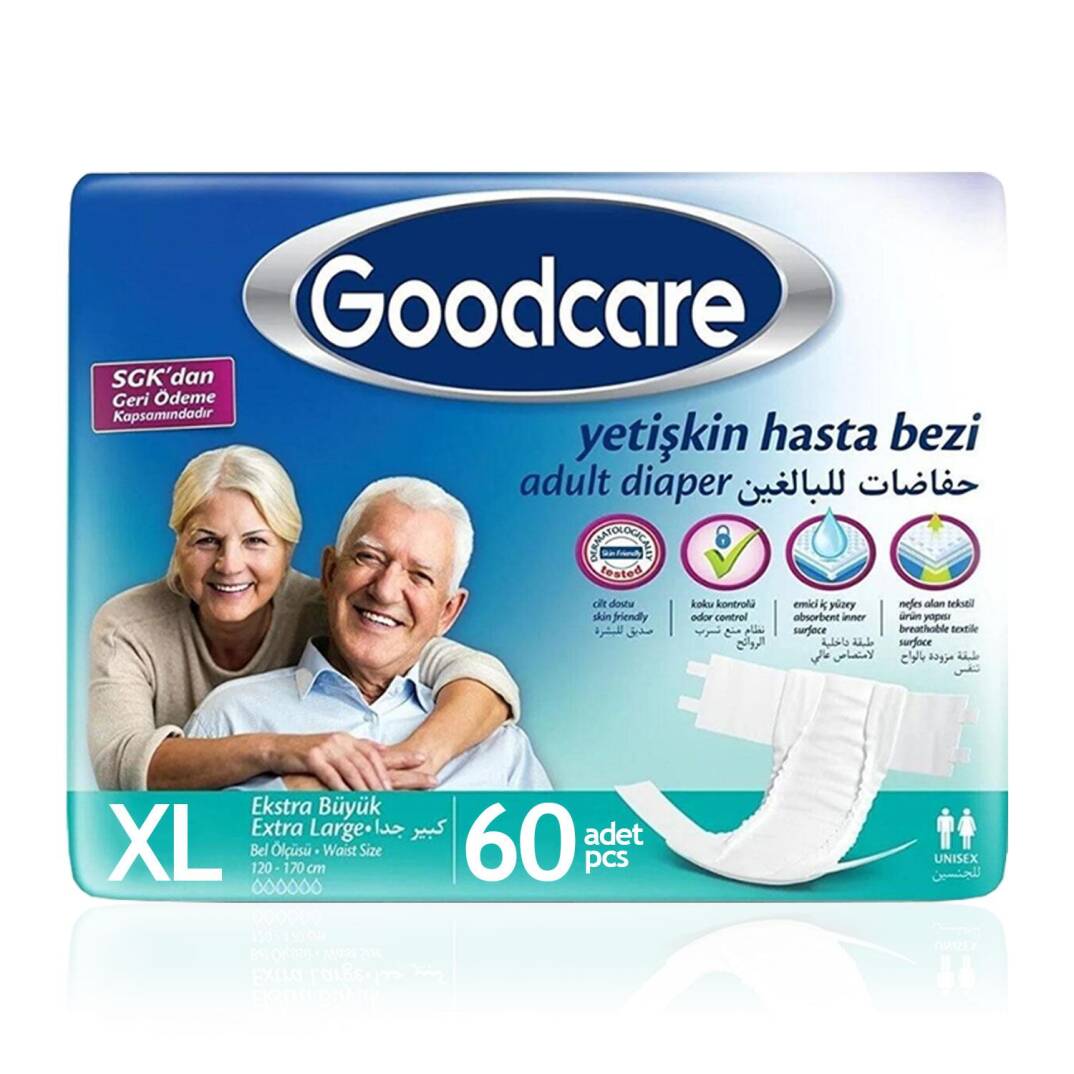 Goodcare Belbantlı Tekstil Yüzey Hasta Bezi XL- Extra Large Beden 60 Adet - 1