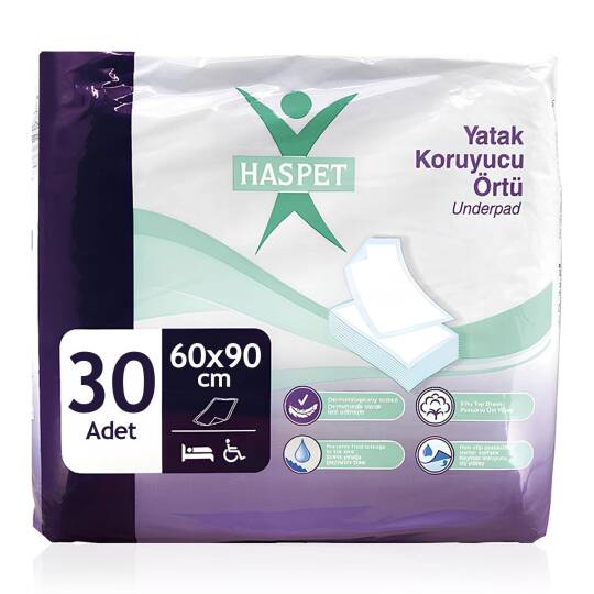 Haspet Yatak Koruyucu Örtü 60x90 Cm 30 Adet
