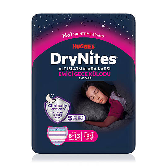 Huggies Drynites Emici Gece Külodu Kız 8-13 Yaş 30-48 Kilo 27 Adet