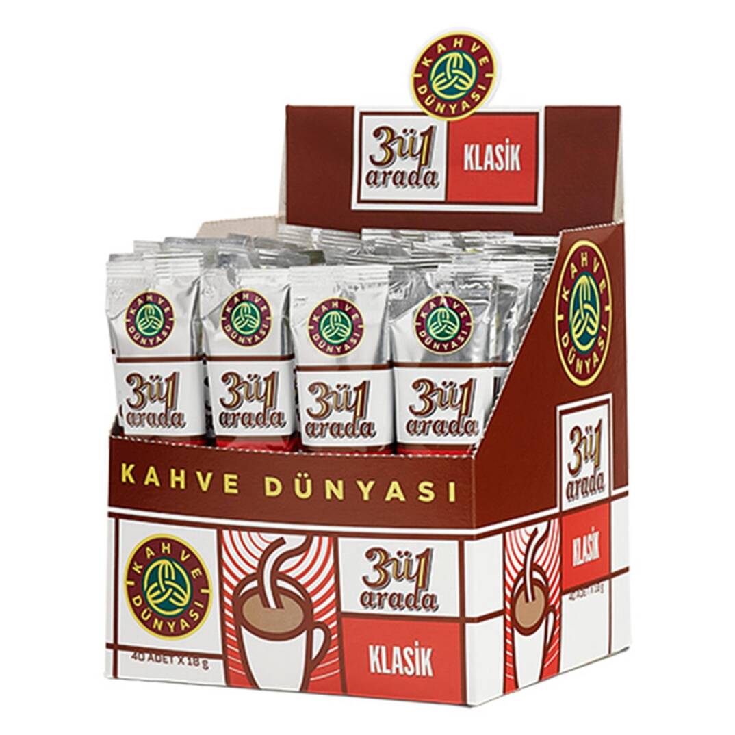 Kahve Dünyası 3'ü 1 Arada Klasik Hazır Kahve 18 Gr 40 Adet - 1