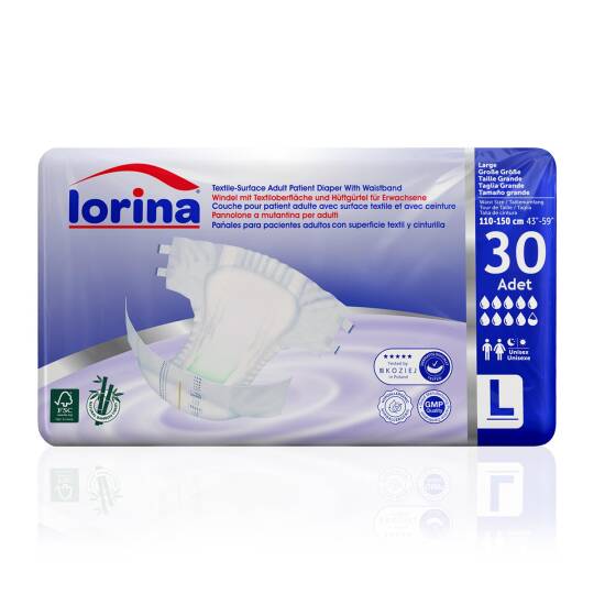 Lorina Bel Bantlı Hasta Bezi L-Large Beden 30 Adet