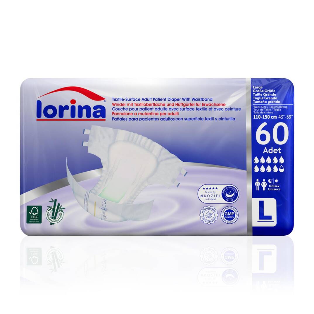 Lorina Bel Bantlı Hasta Bezi L-Large Beden 60 Adet - 1