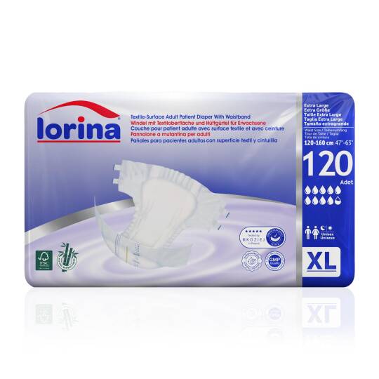 Lorina Bel Bantlı Hasta Bezi XL-Extra Large Beden 120 Adet