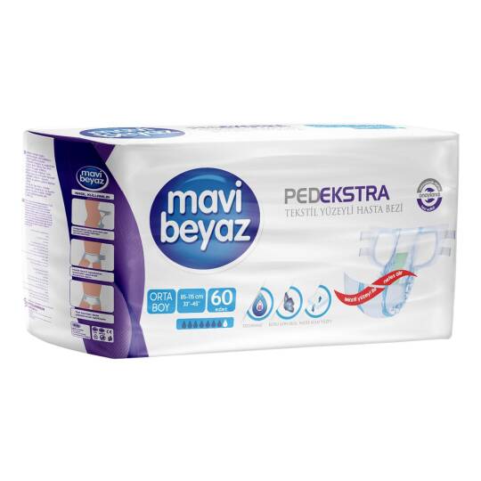 Mavi Beyaz Belbantlı Hasta Bezi Medium 60 Adet