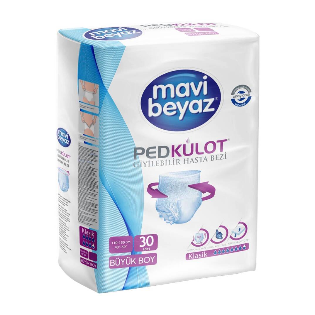 Mavi Beyaz Emici Külot L-Large Beden 30 Adet - 1