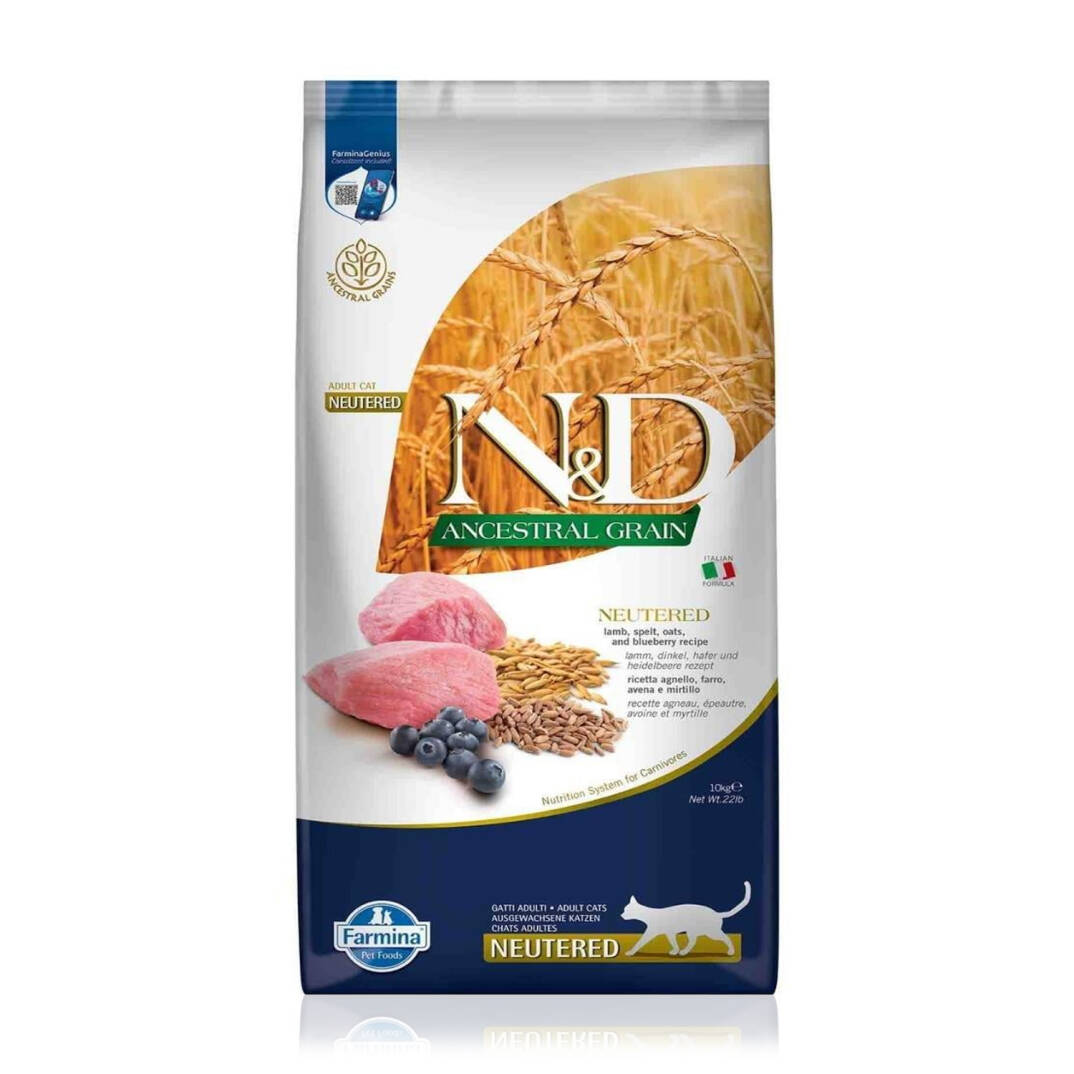 N&D Az Tahıllı Kuzu Etli Yaban Mersinli Kısırlaştırılmış Yetişkin Kedi Maması 10 Kg - 1