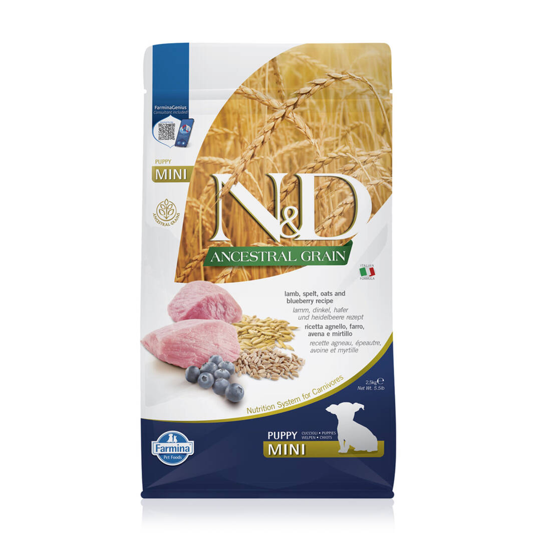 N&D Az Tahıllı Kuzu Etli Yaban Mersinli Yavru Köpek Maması 2.5 Kg - 1