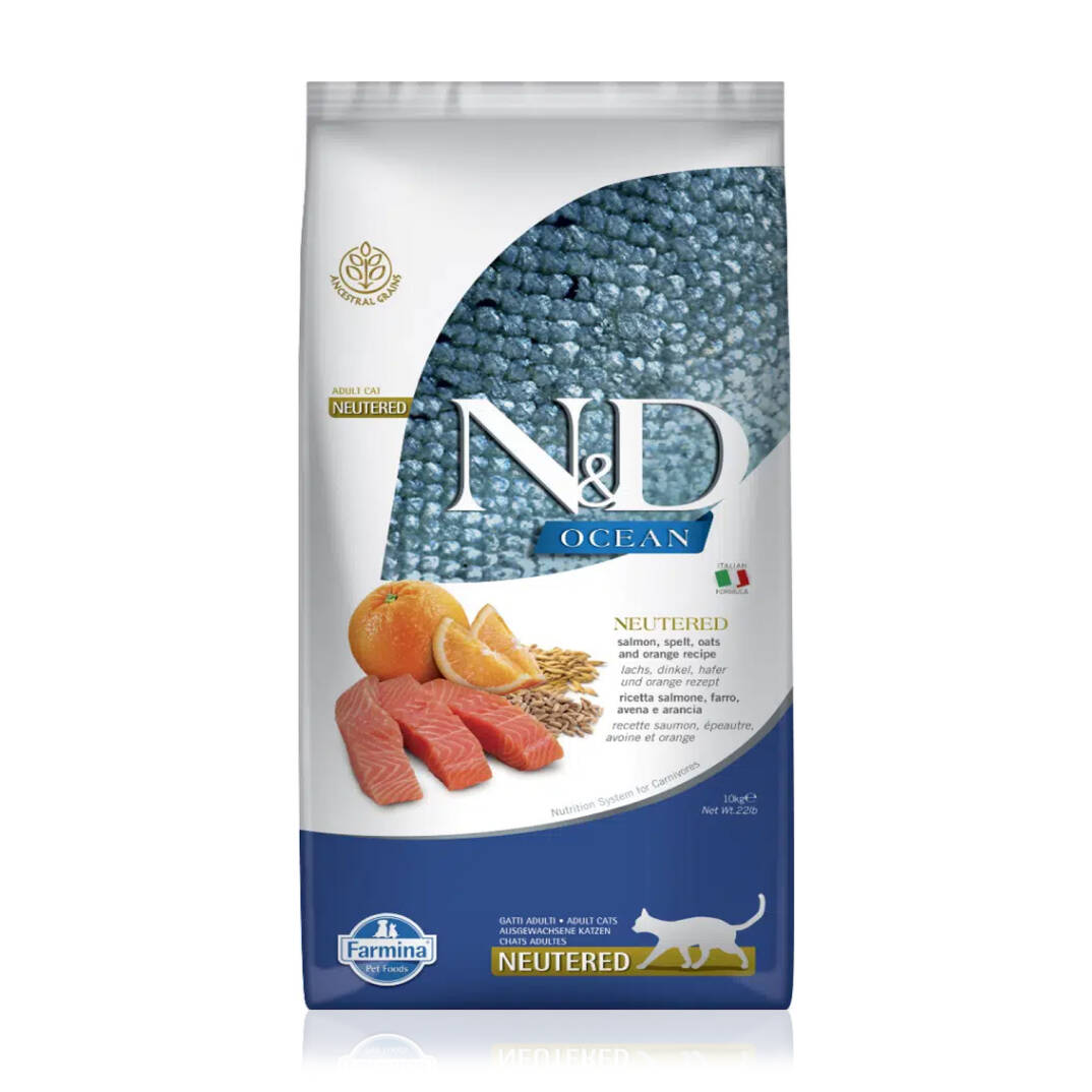 N&D Az Tahıllı Somonlu Portakallı Kısırlaştırılmış Kedi Maması 10 Kg - 1