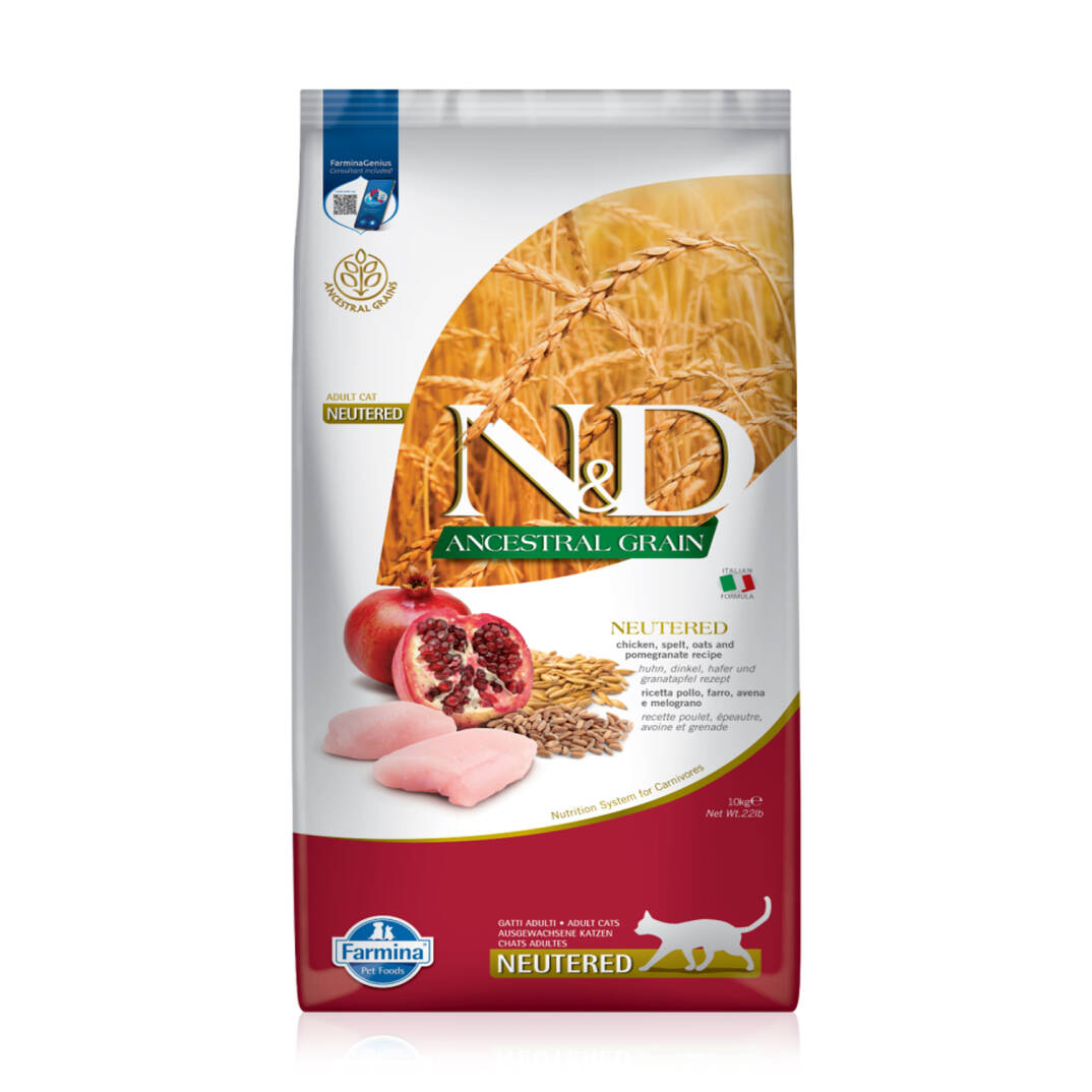 N&D Az Tahıllı Tavuk Etli Narlı Kısırlaştırılmış Yetişkin Kedi Maması 10 Kg - 1