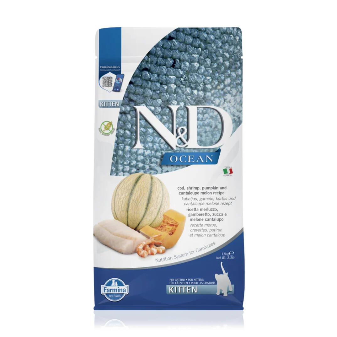 N&D Tahılsız Morina Balıklı Karidesli Bal Kabaklı Yavru Kedi Maması 1.5 Kg - 1
