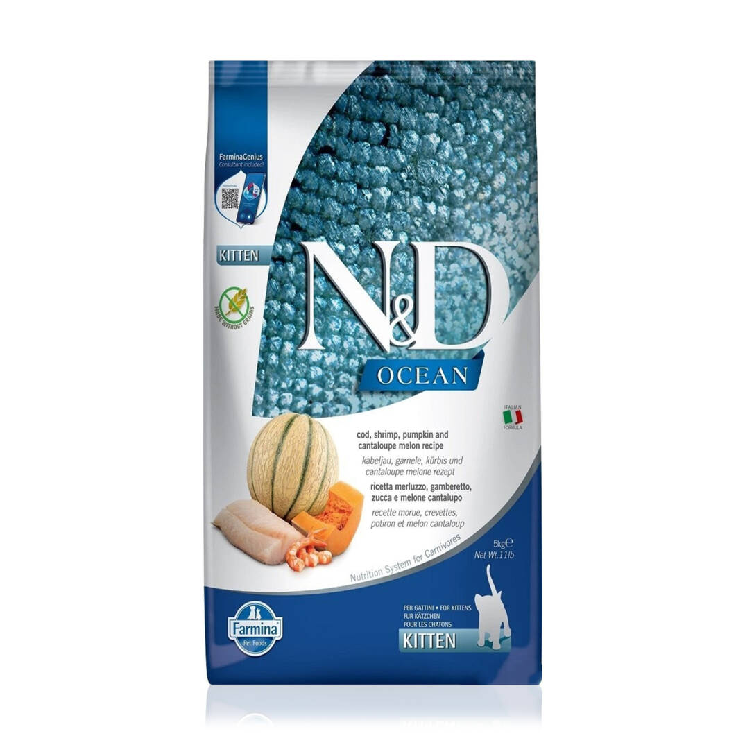 N&D Tahılsız Morina Balıklı Karidesli Bal Kabaklı Yavru Kedi Maması 5 Kg - 1
