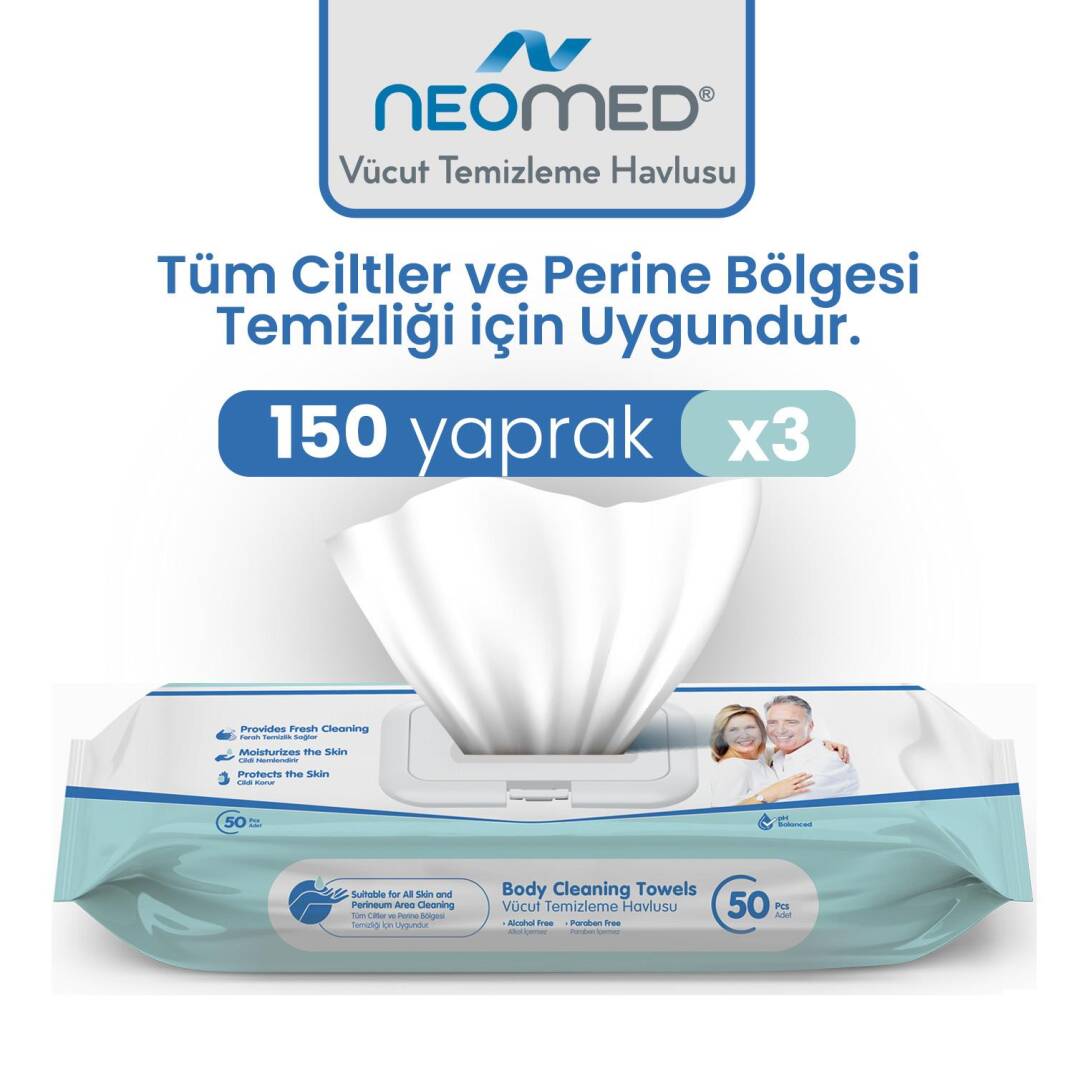 Neomed Perine Vücut Temizleme Havlusu 3 Paket 150 Adet - 1