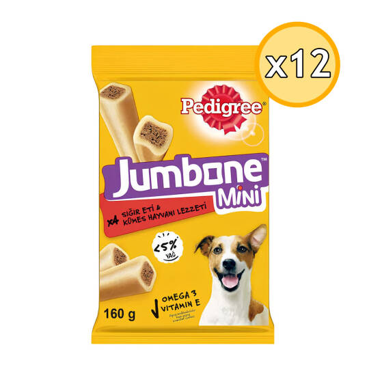 Pedigree Jumbone Mini Sığır Etli Yetişkin Ödül Köpek Maması 160 Gr 12 Adet