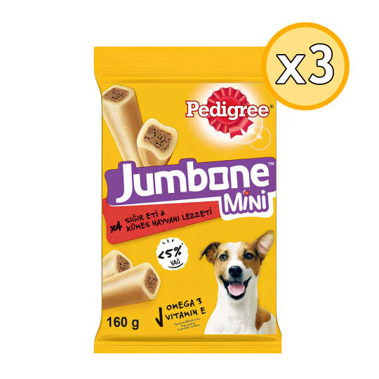 Pedigree Jumbone Mini Sığır Etli Yetişkin Ödül Köpek Maması 160 Gr 3 Adet