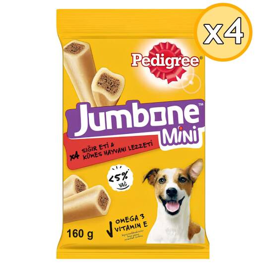 Pedigree Jumbone Mini Sığır Etli Yetişkin Ödül Köpek Maması 160 Gr 4 Adet