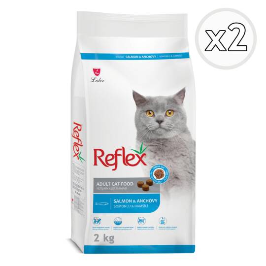 Reflex Somonlu ve Hamsili Yetişkin Kedi Maması 2 Kg 2 Adet