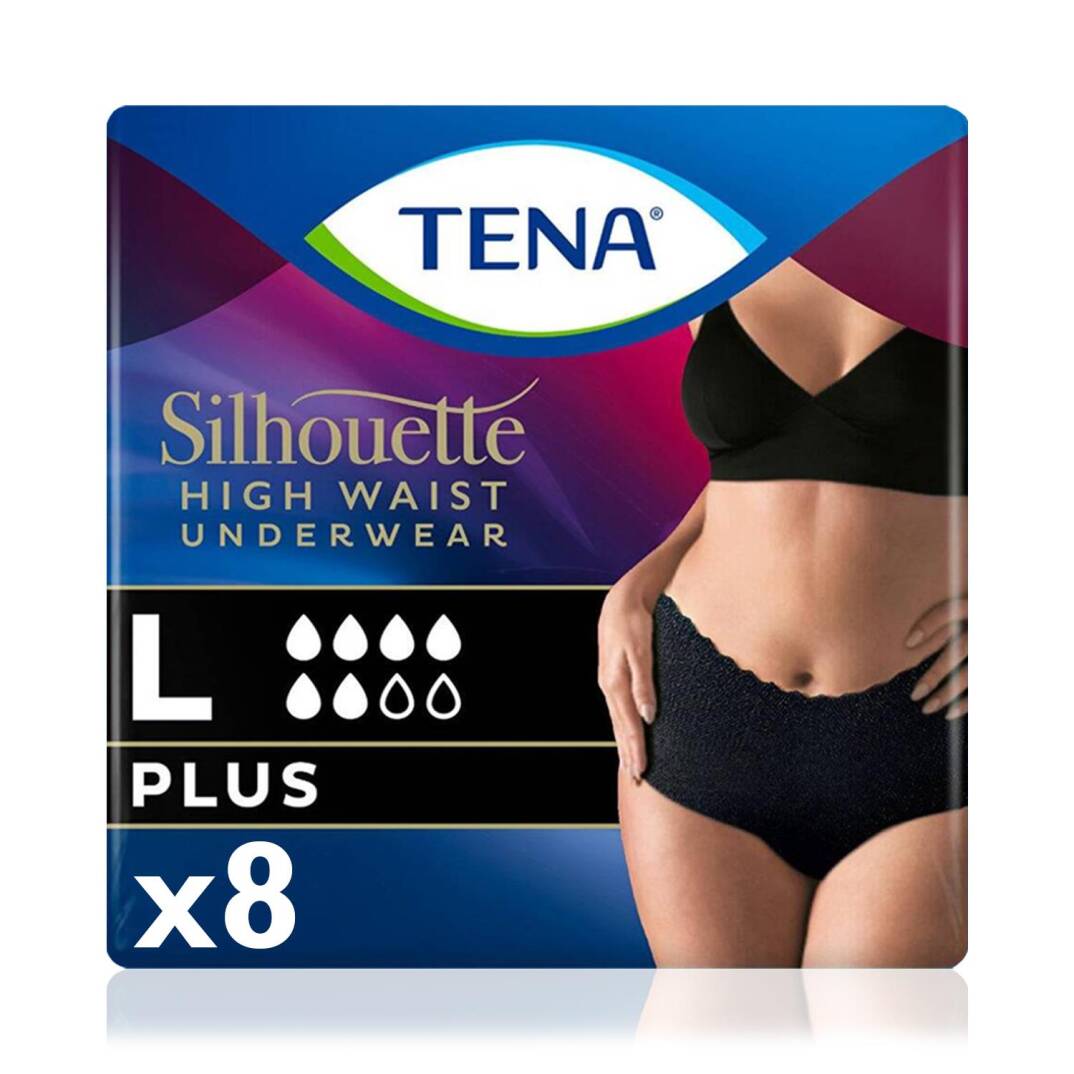 Silhouette Plus Kadınlara Özel Yüksek Bel Emici Külot Siyah L 8’li 1 Paket (8 Adet) - 1