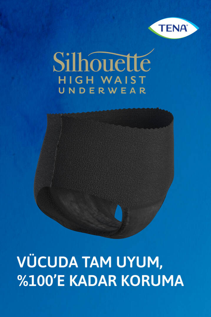 Silhouette Plus Kadınlara Özel Yüksek Bel Emici Külot Siyah L 8'li 2 Paket (16 Adet) - 3