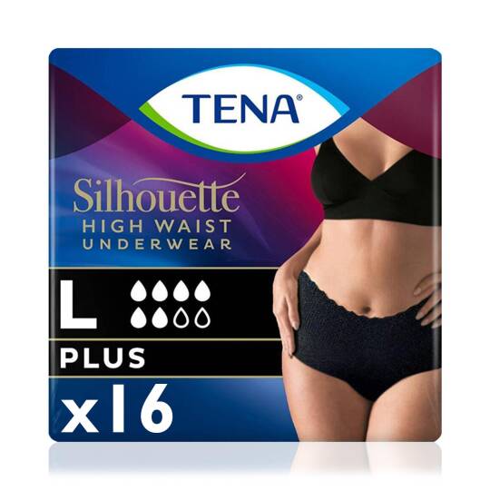 Silhouette Plus Kadınlara Özel Yüksek Bel Emici Külot Siyah L 8'li 2 Paket (16 Adet)