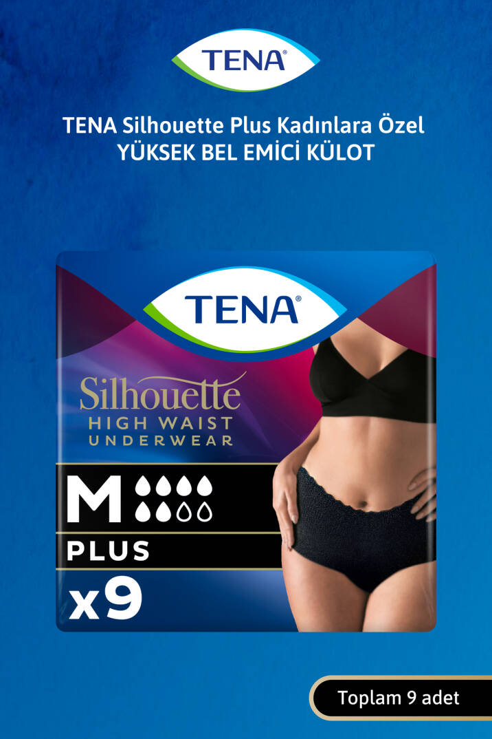 Silhouette Plus Kadınlara Özel Yüksek Bel Emici Külot Siyah M 9'lu 1 Paket (9 Adet) - 1