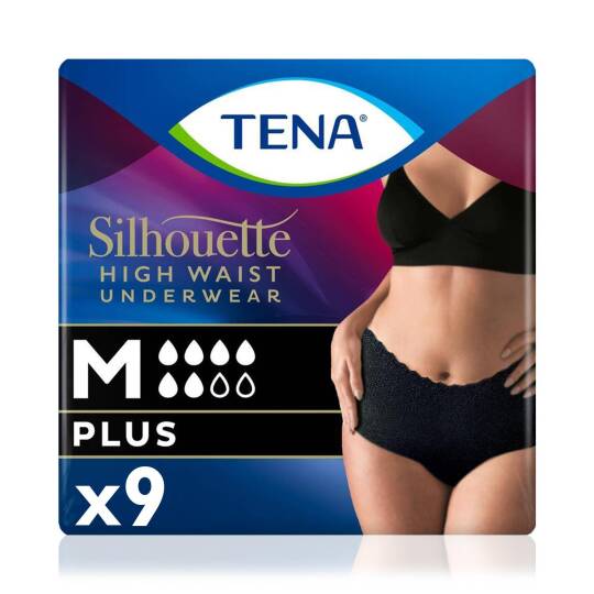 Silhouette Plus Kadınlara Özel Yüksek Bel Emici Külot Siyah M 9'lu 1 Paket (9 Adet)
