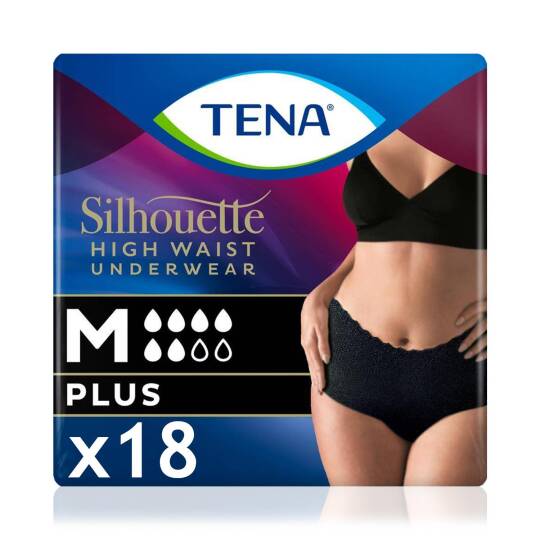 Silhouette Plus Kadınlara Özel Yüksek Bel Emici Külot Siyah M 9'lu 2 Paket (18 Adet) - 1