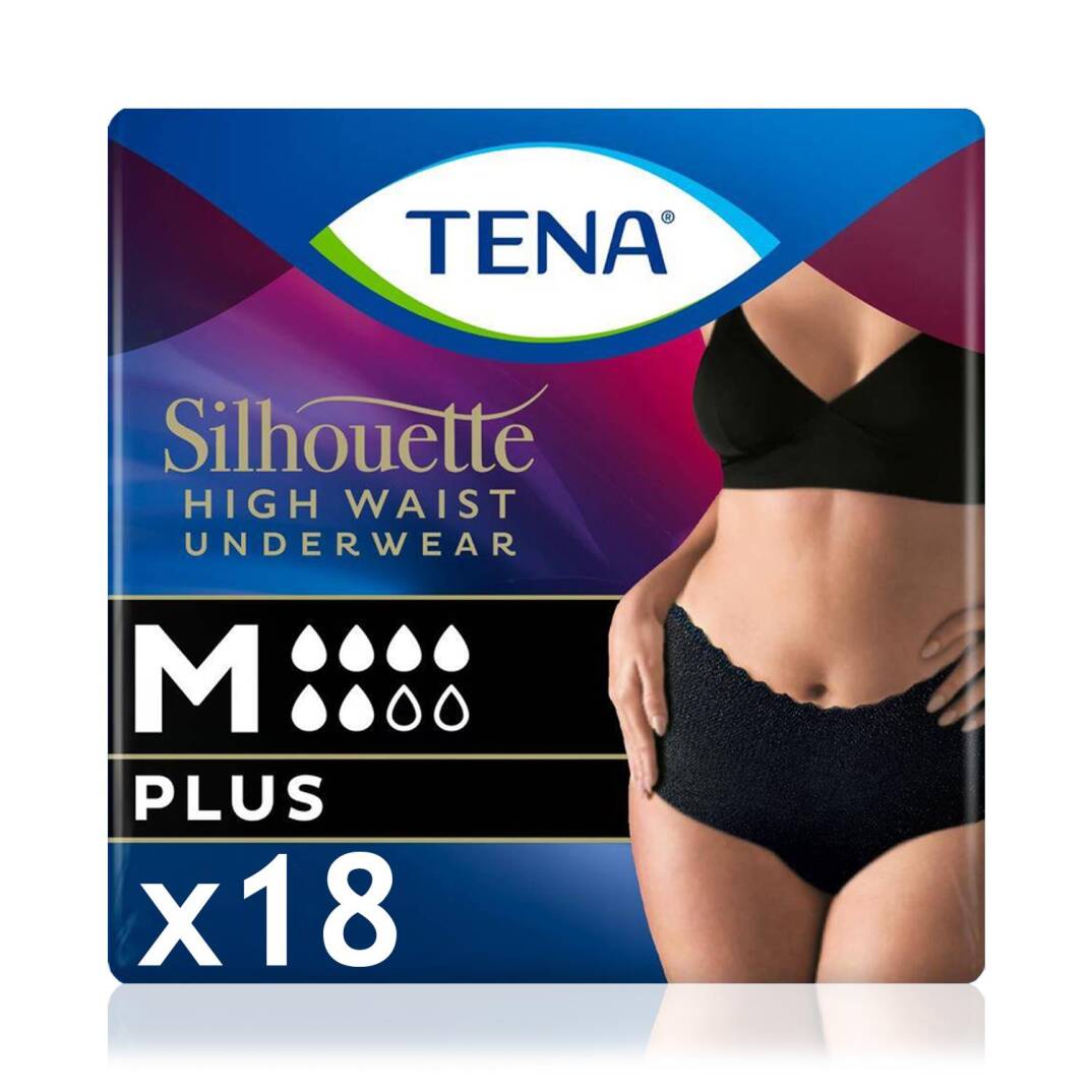 Silhouette Plus Kadınlara Özel Yüksek Bel Emici Külot Siyah M 9'lu 2 Paket (18 Adet) - 1