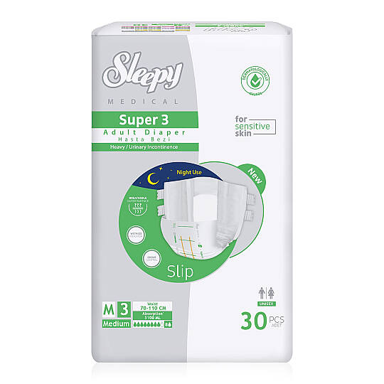 Sleepy Medical Super 3 Belbantlı Hasta Bezi Medium 30 Adet