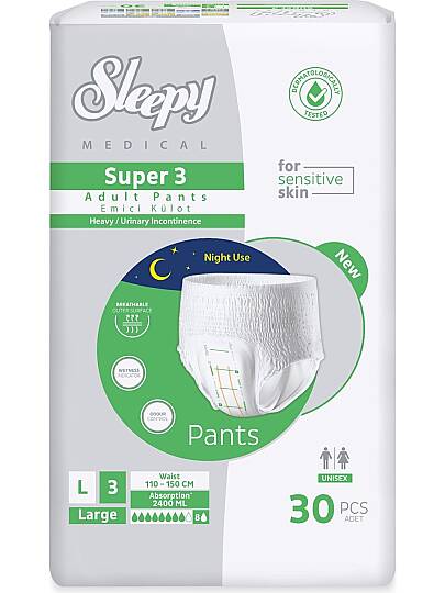 Sleepy Medical Super 3 Emici Külot Large Beden 60 Adet