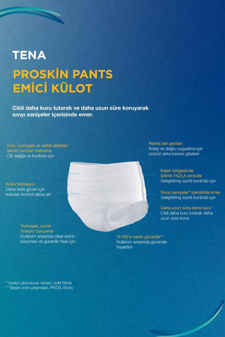 Tena Proskin Pants Maxi 8 Damla Orta Boy (M) Emici Külot 10'lu - 2