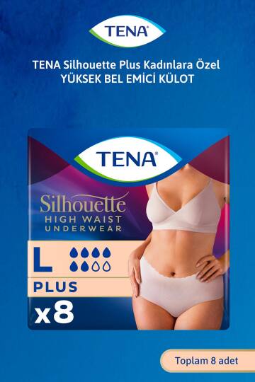 Tena Silhouette Plus Kadınlara Özel Yüksek Bel Emici Külot Krem Large 8 Adet