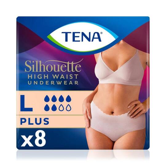 Tena Silhouette Plus Kadınlara Özel Yüksek Bel Emici Külot Krem Large 8 Adet