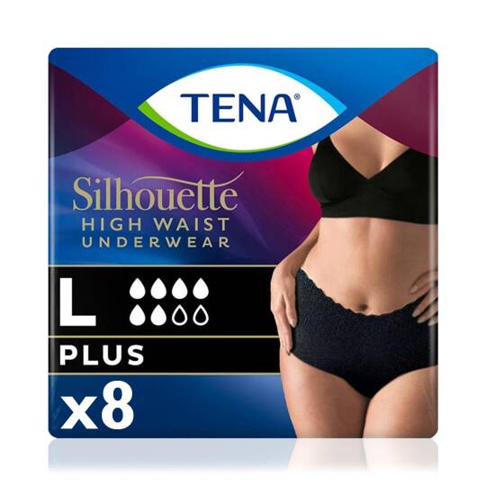 Tena Silhouette Plus Kadınlara Özel Yüksek Bel Emici Külot Siyah Large 8 Adet